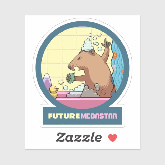 Pegatina Funny Groundhog Future Megastar Shower Personaliza (Hoja)