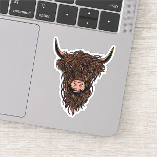 Pegatina Funny Highland Cow Head