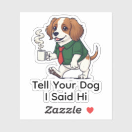 Pegatina Funny Irish Water Spaniel Business Suit Coffee 