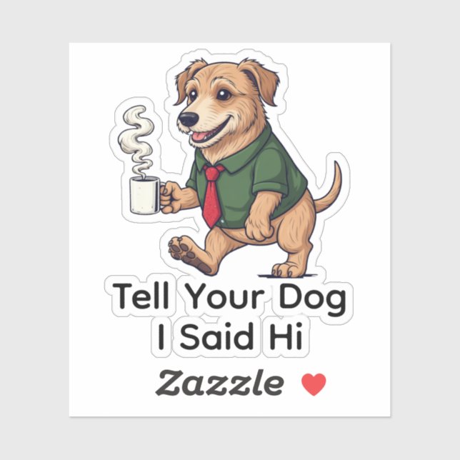 Pegatina Funny Irish Wolfhound Dog Business Suit Coffee  (Hoja)