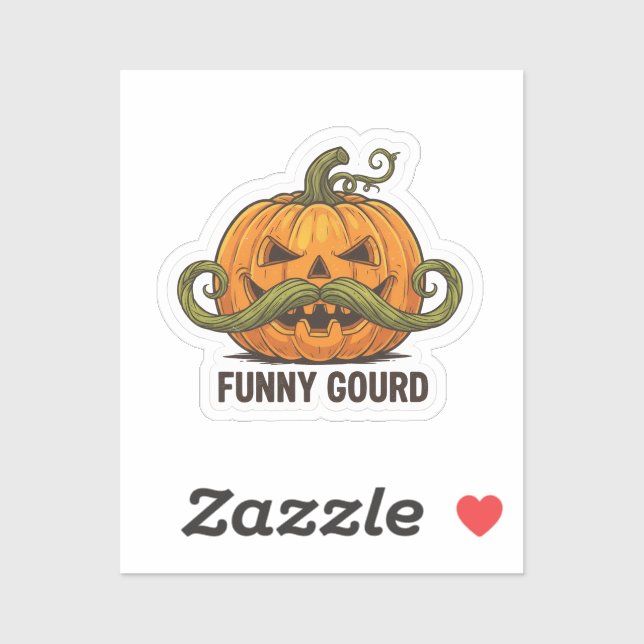 Pegatina Funny Jack O’ Lantern Mustache Pumpkin – Halloween (Hoja)