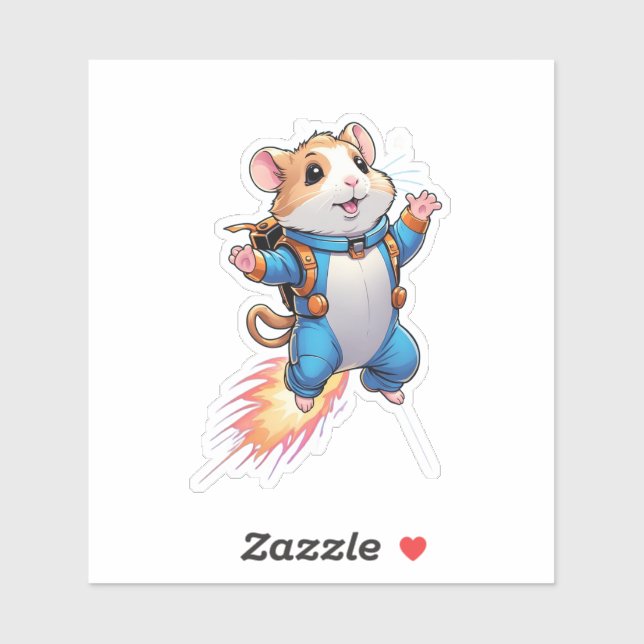 Pegatina Funny Jetpack Hamster Sticker | Cartoon Animal  (Hoja)