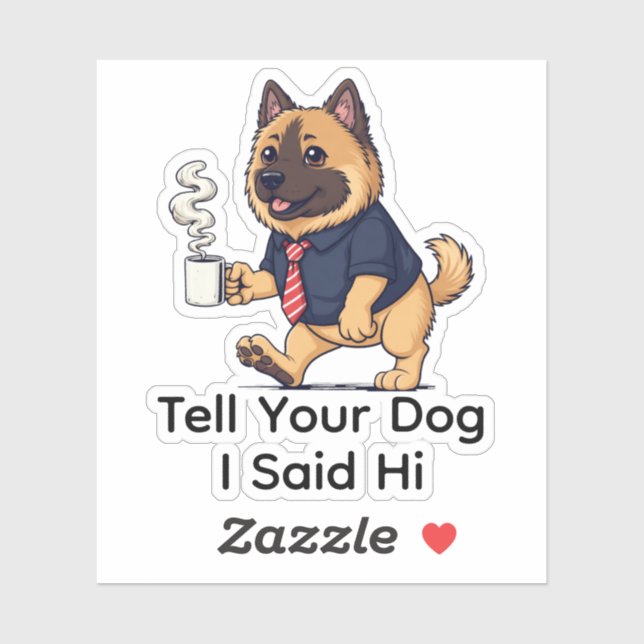 Pegatina Funny Keeshond Dog Business Suit Coffee  (Hoja)