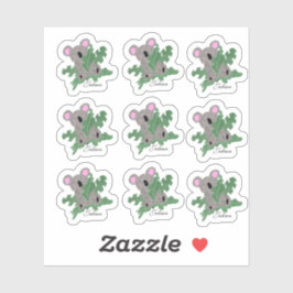 Pegatina Funny Koala sostiene plantas de Monstera