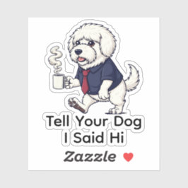 Pegatina Funny Komondor Dog Business Suit Coffee 