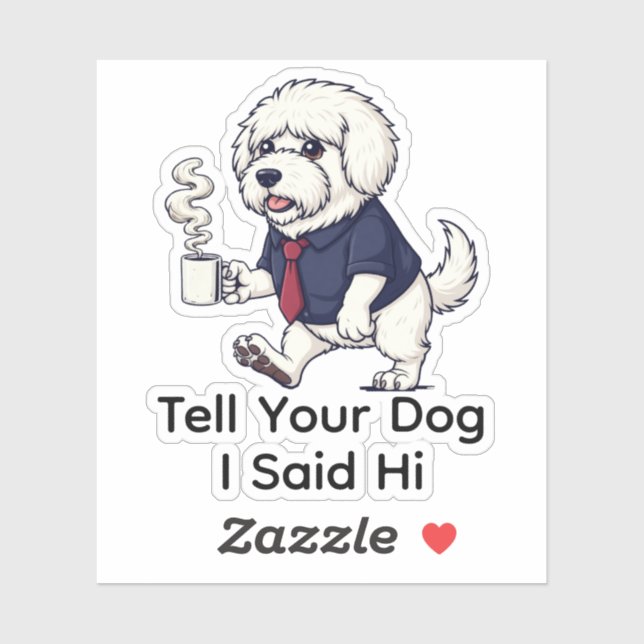 Pegatina Funny Komondor Dog Business Suit Coffee  (Hoja)