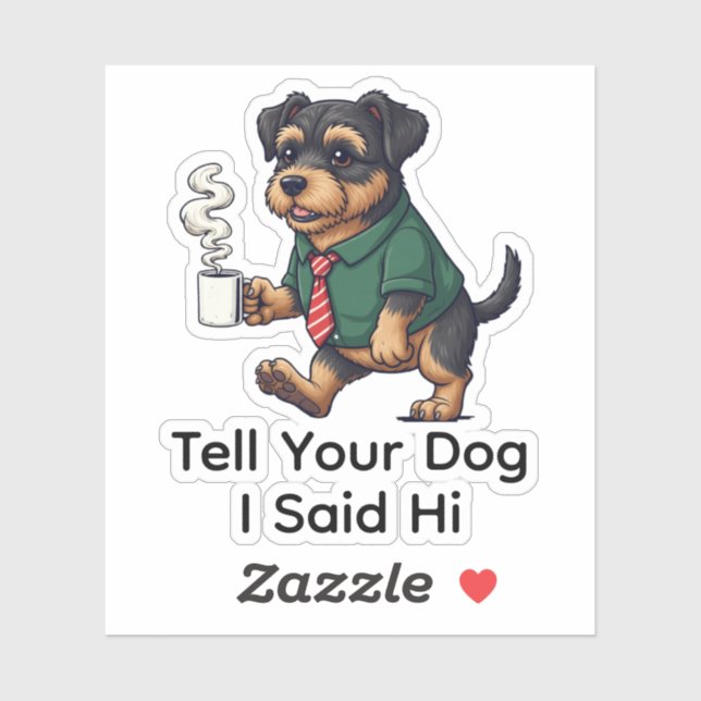 Pegatina Funny Lakeland Terrier Dog Business Suit Coffee  (Hoja)