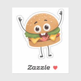 Pegatina Funny Laughing Burger Vinyl Sticker | Cute 3D Food