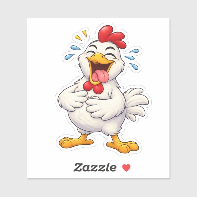 Pegatina Funny Laughing Chicken Custom-Cut Vinyl Sticker (Hoja)