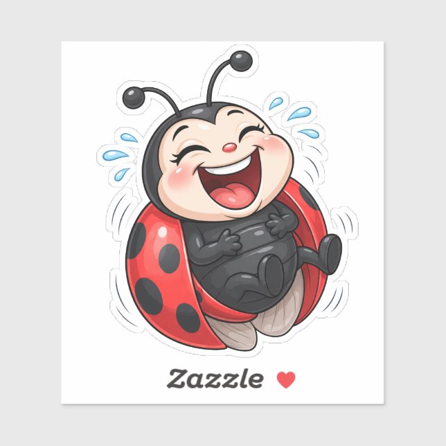 Pegatina Funny Laughing Ladybug Custom-Cut Vinyl Sticker (Hoja)
