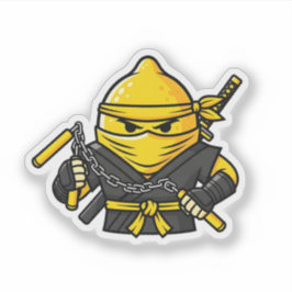 Pegatina Funny Lemon Shinobi Ninja Nunchucks Illustration