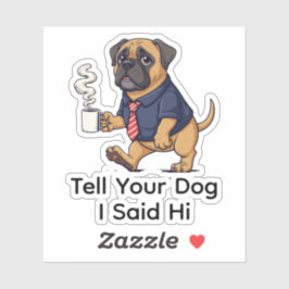 Pegatina Funny Mastiff Dog Business Suit Coffee 