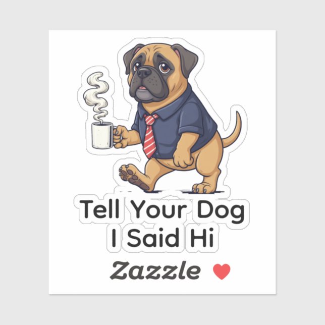 Pegatina Funny Mastiff Dog Business Suit Coffee  (Hoja)