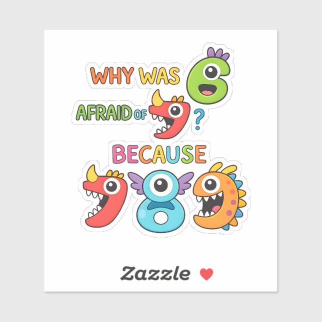 Pegatina Funny Math Joke Numbers Sticker for Kids (Hoja)