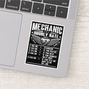 Pegatina Funny Mechanic Hourt Rate Auto Car Mechanic Labor