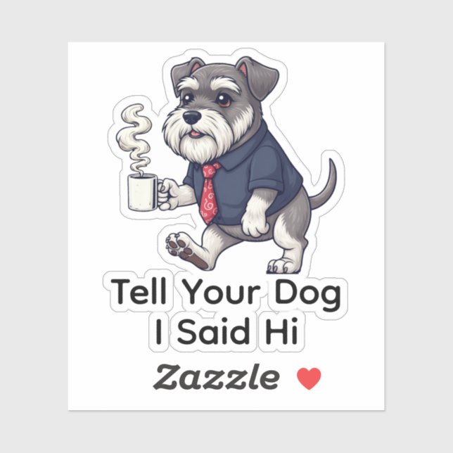 Pegatina Funny Miniature Schnauzer Business Suit Coffee  (Hoja)