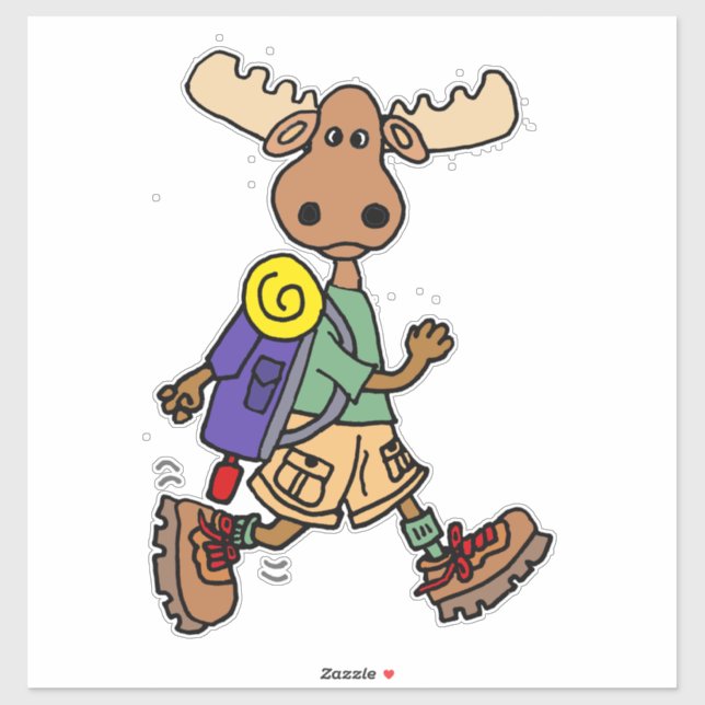 Pegatina Funny Moose Hiking Personalizado (Hoja)