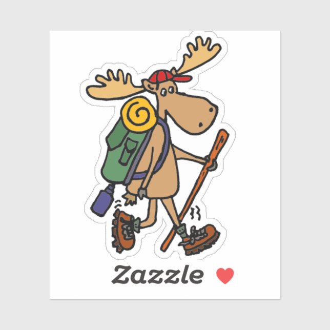 Pegatina Funny Moose Hiking Personalizado (Hoja)