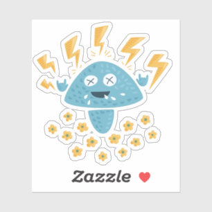 Pegatina Funny Mushroom Pop Rock Heavy Música Metalizado