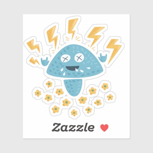 Pegatina Funny Mushroom Pop Rock Heavy Música Metalizado (Hoja)