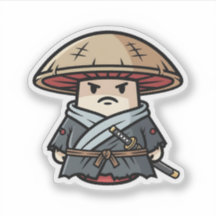 Funny Mushroom Ronin Wandering Samurai Illustratio