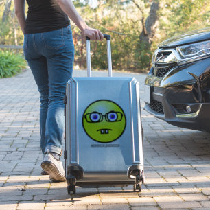 Pegatina Funny Nerdy Geek Emoji Amarilla Cara Añadir nombre