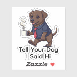 Pegatina Funny Newfoundland Dog Business Suit Coffee 