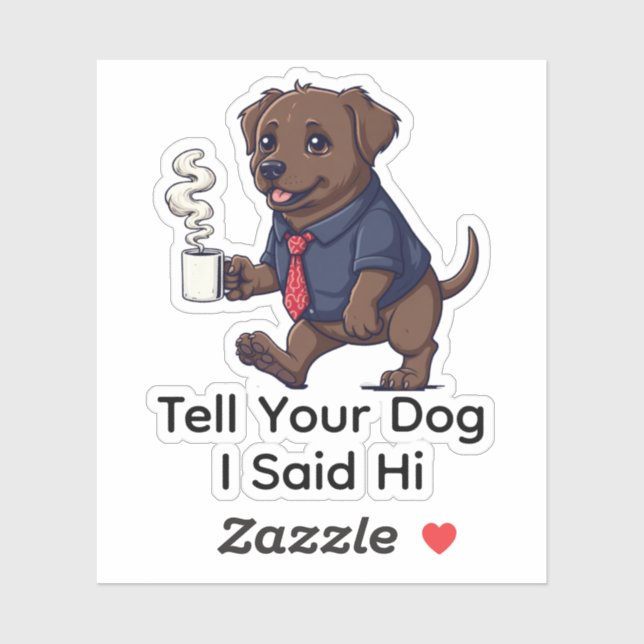 Pegatina Funny Newfoundland Dog Business Suit Coffee  (Hoja)