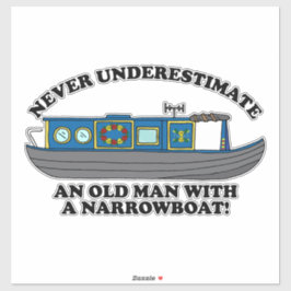 Pegatina Funny Old Man with Narrowboat Quote