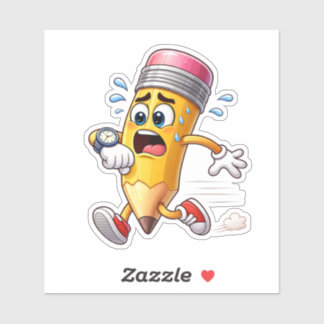 Pegatina Funny Pencil Running Late Custom-Cut Vinyl Sticker