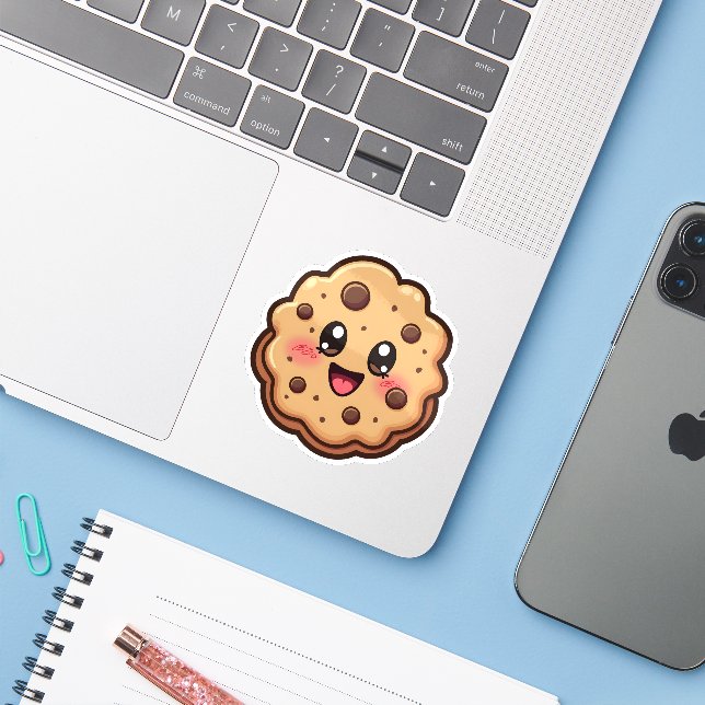 Pegatina Funny Personalizado cute Cookie Food Lover (Ordenado portátil con iPhone)