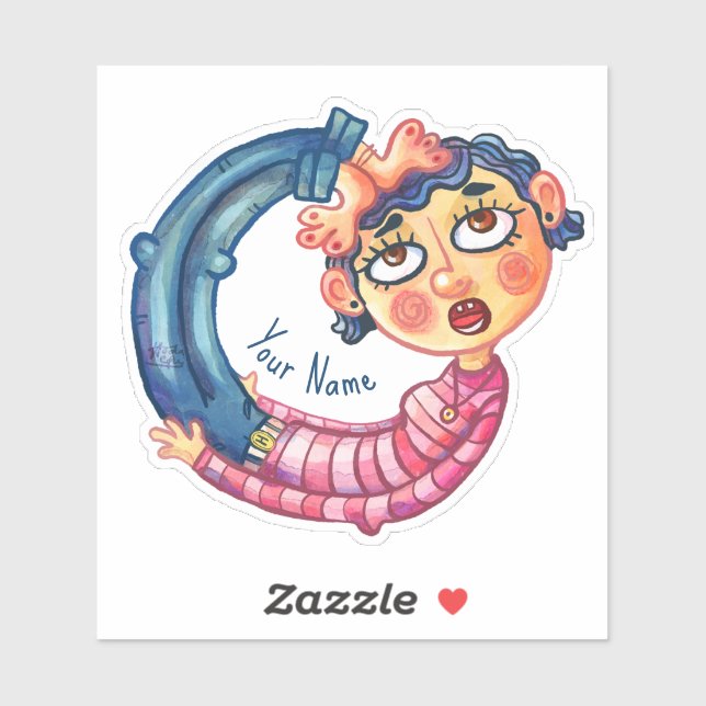 Pegatina Funny Personalizado de acuarela de yoga Pose (Hoja)