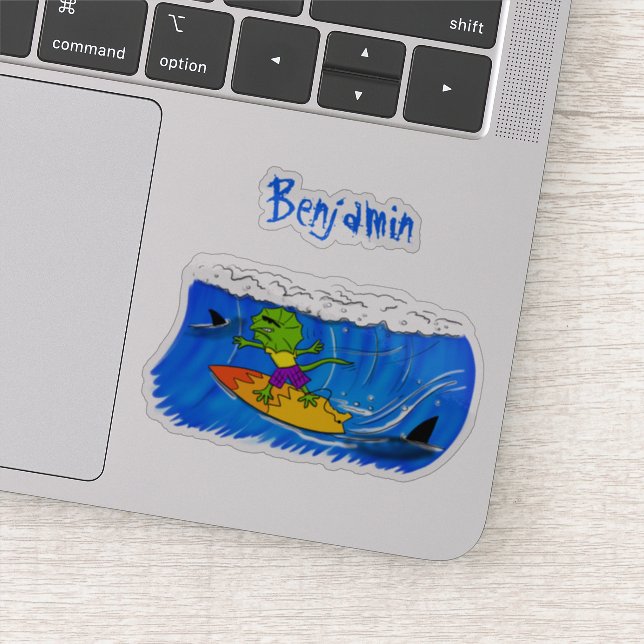 Pegatina Funny personalizado de surf con lagarto frito (Detalle)