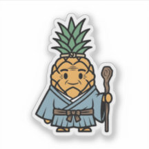 Funny Pineapple Sensei Master Samurai Illustration