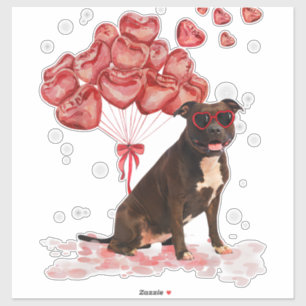 Pegatina Funny Pitbull Día de San Valentín Perro Papá Mamá 