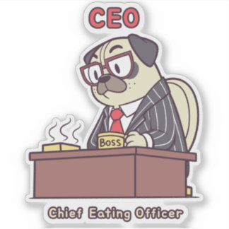 Pegatina Funny Pug CEO - Chief Eating Officer Office Humor 