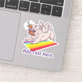 Pegatina Funny PUG Unicorn Rainbow ADICIONAR PROPIO TEXTO G
