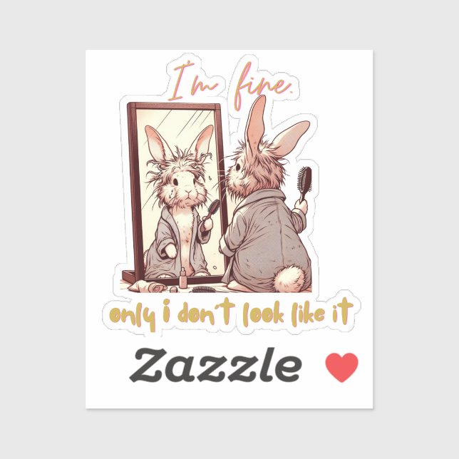 Pegatina Funny rabbit in front of the mirror – Funny design (Hoja)