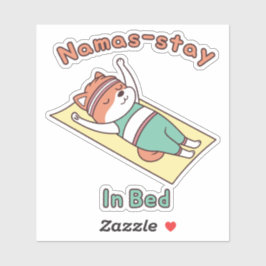Pegatina Funny Red Panda Namas-stay In Bed Yoga Pun Sticker