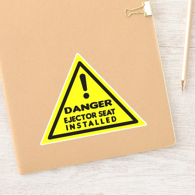 Pegatina Funny Rótulo de peligro instalado en el asiento de (Cuaderno)