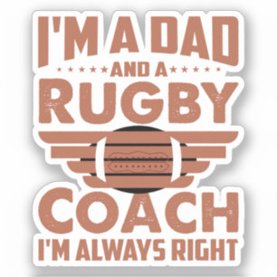 Pegatina Funny Rugby Dad y Rugby Coach