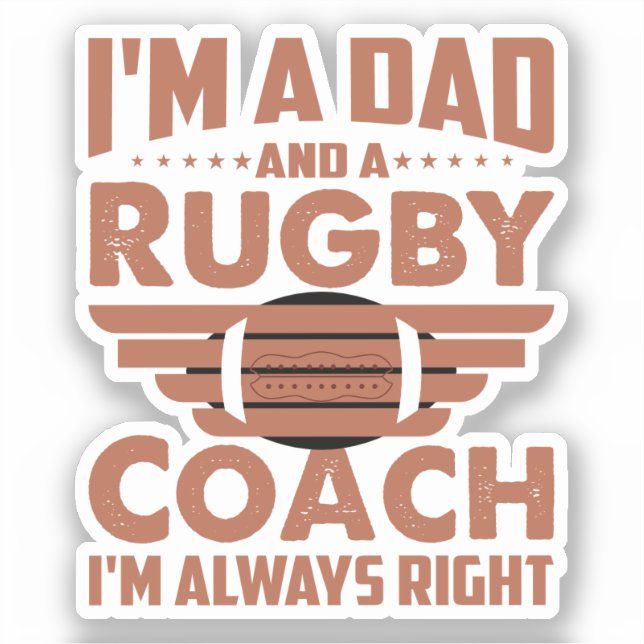 Pegatina Funny Rugby Dad y Rugby Coach (Anverso)