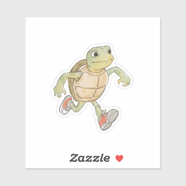 Pegatina Funny Running Turtle Sticker | Cartoon (Hoja)