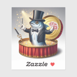 Pegatina  Funny Sardine Magician Trickster Illusion Fish
