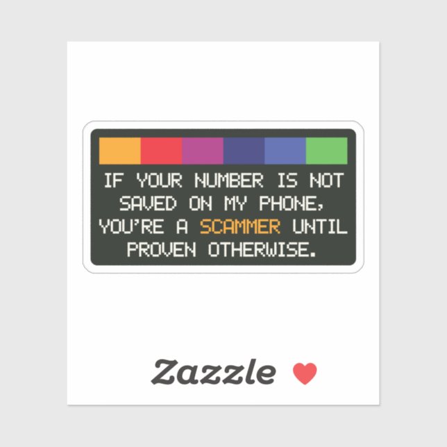 Pegatina Funny Scammer Warning: Unknown Number Alert (Hoja)