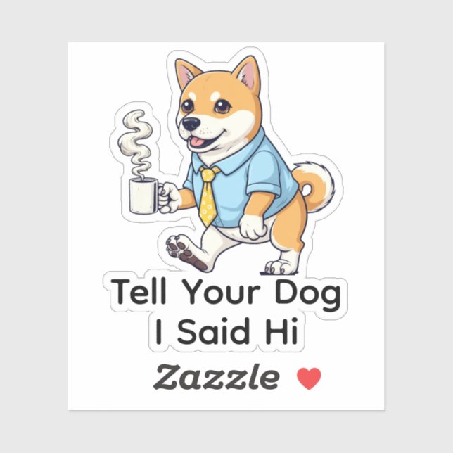Pegatina Funny  Shiba Inu Dog Business Suit Coffee  (Hoja)