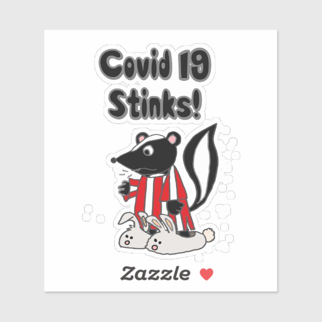 Pegatina Funny Sick Skunk Covid 19 Stinks (Hoja)