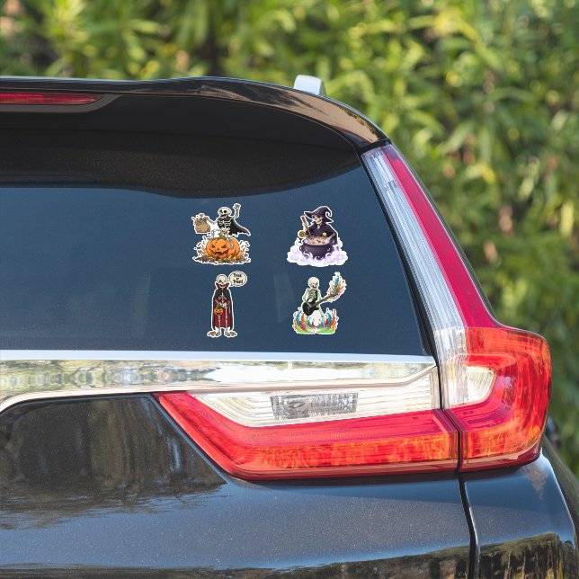 Pegatina Funny Skeleton And Candy For Halloween (Lado del coche)