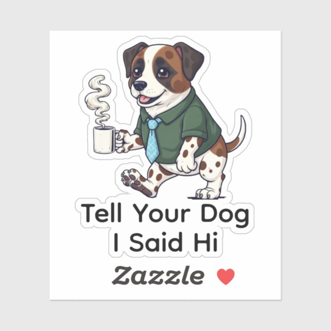 Pegatina Funny  St. Bernard Dog Business Suit Coffee  (Hoja)