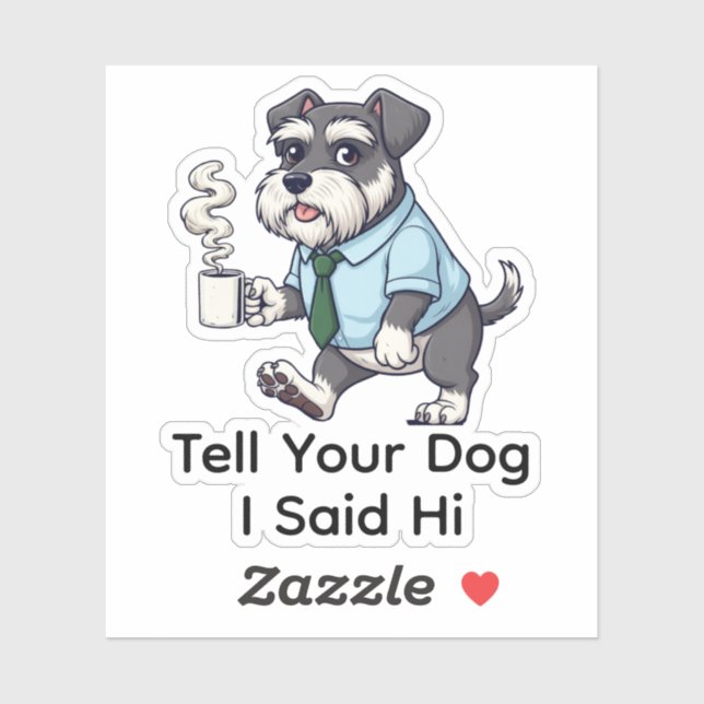 Pegatina Funny Standard Schnauzer Dog Business Suit Coffee  (Hoja)